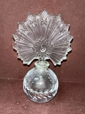 Vtg Art Deco Pressed Glass Perfume Bottle W Fan Stopper - Shelf 4 
