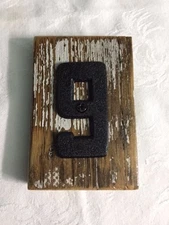 Rustic Reclaimed Wood House Number with Black Aluminum Number ~ 9 or 6