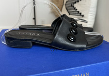 ASTARA Sahara Black Onyx Leather Handmade Slides Heel Sandals Women  s 8M US/39EU