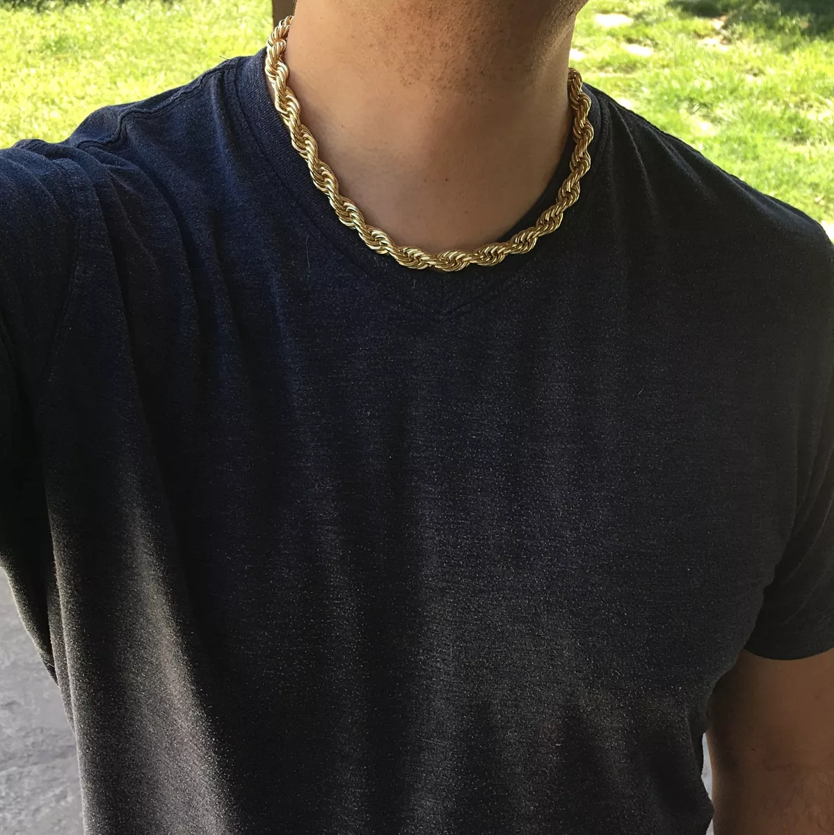 14K Gold Plated Rope Chain Twisted Link Necklace for Men 18