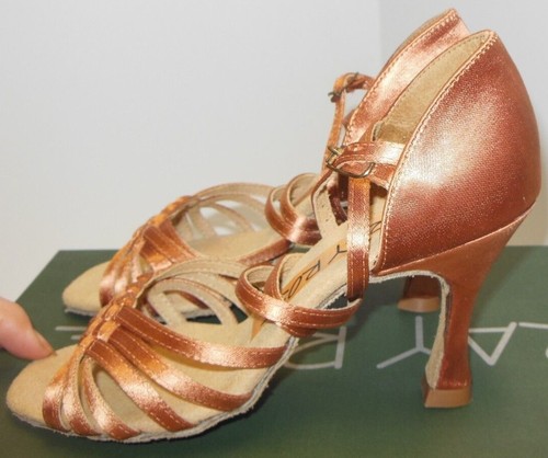 Ray Rose Strappy Latin Ladies shoes Moonglow N.Flesh satin ballroom #869 - Picture 7 of 8