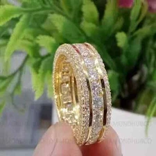 3CT Round cut Lab Created Diamond Wedding Engagement Ring 14k Yellow Gold Plated