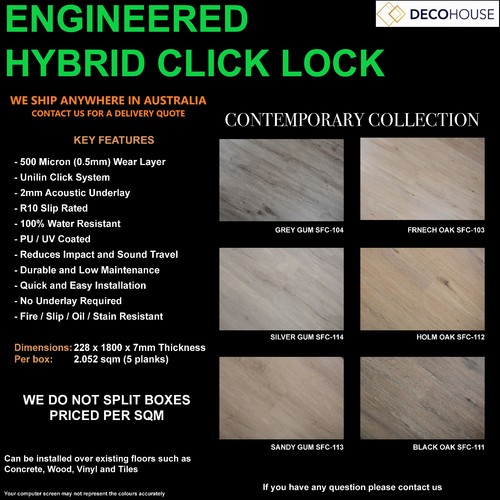 Black Oak HYBRID CLICK LUXURY VINYL COMMERCIAL FLOORING WATER PROOF EASY DIY - Picture 2 of 12
