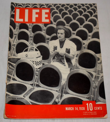 LIFE Magazine March 14 1938 At a Radio Rehearsal Gargantua, Great Gandhi,Coke Ad