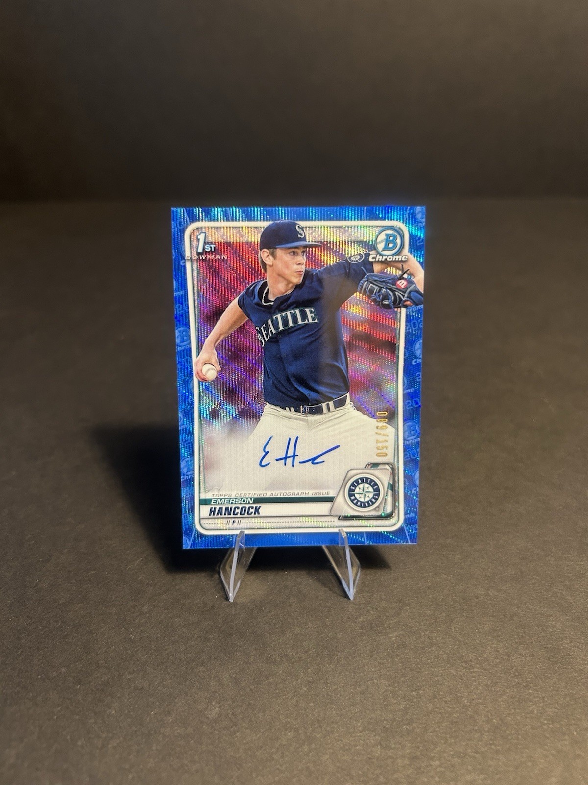 Emerson Hancock 2020 Bowman Chrome 1st Auto /150 Blue Wave Refractor