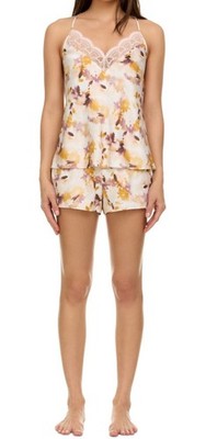 Flora by Flora Nikrooz Cindy 2-Pc. Floral Satin Pajamas Set Ivory Print, M, $58