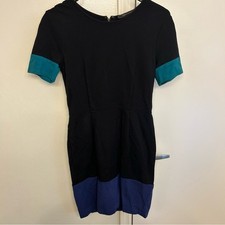 BCBGMaxAzria Devonne Short Sleeve Black Combo Dress Size Small