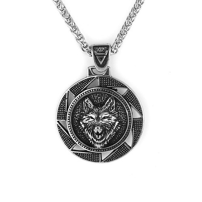 #ad #ad Norse Viking Rune Fenrir Wolf Head Pendant Necklace Stainless Steel ForMen Women $22.48