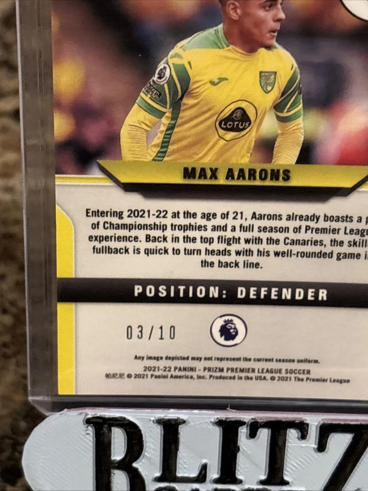 Prizm Premier League Max Aarons #167 Gold Mojo Refractor 2021-22/10 (RC) Foto 3 de 3