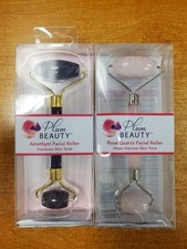 2 Pack: Plum Beauty Amethyst Rose Quartz Duo Facial Roller - E14E