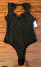 NWT ASTR the Label Women s Black Straps Wrapped Chest Body Suit Sz Medium