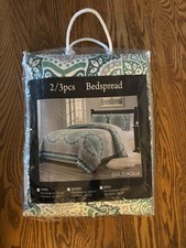 Fancy Collection 2 Pc Twin/Twin XL Quilted Bedspread w/Sham Oslo Aqua - New