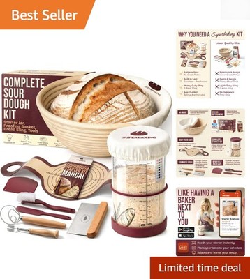 Red Splinter Elegant Sourdough Starter Kit with Splinter-Free Rattan Basket ...