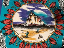 Vintage 90s Springs Ind. Eagle Southwestern Bandana USA Made Purple Teal