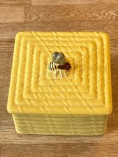 Minton Basket Honeycomb Dish-circa 1930s LIDDED DISH WITH BEE ON TOP LID