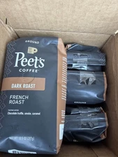 Peet's French Roast Ground Coffee Dark Roast Pack of 6 pack old stock