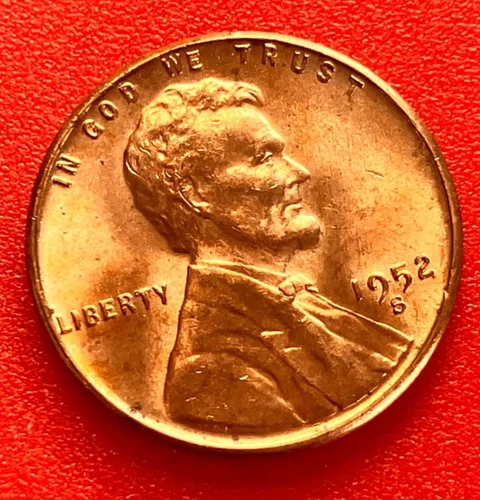 1952-S Lincoln Wheat Cent Penny GEM RD BU From an Original Bank Roll