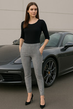 Tommy Hilfiger Gray Plaid Skinny Leg Pull On Dress Pants Size 6 NWT