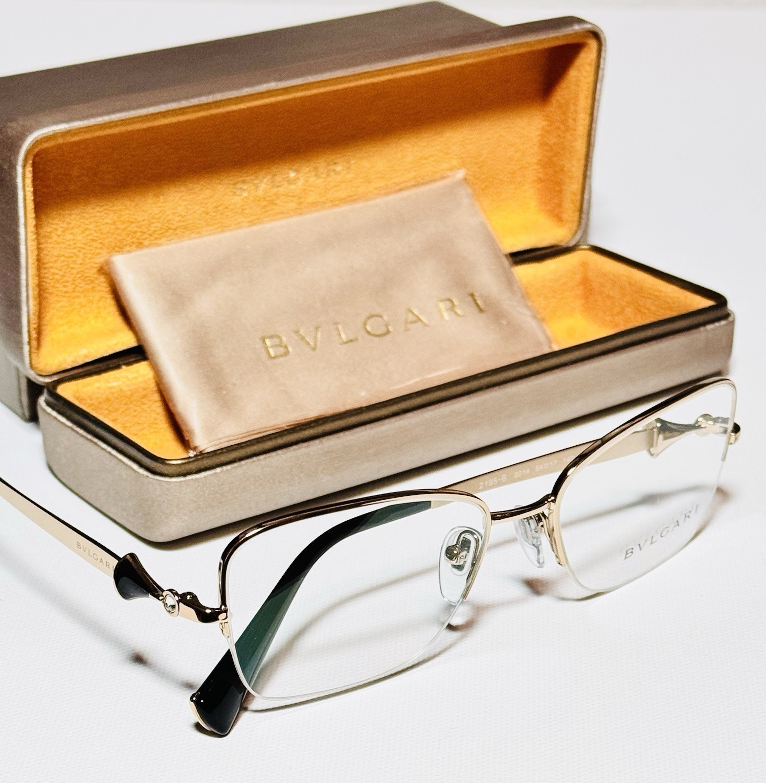 Bvlgari BV 2195-B 2014 Women Half Rimless Light Gold Eyeglasses Frame 54-17mm