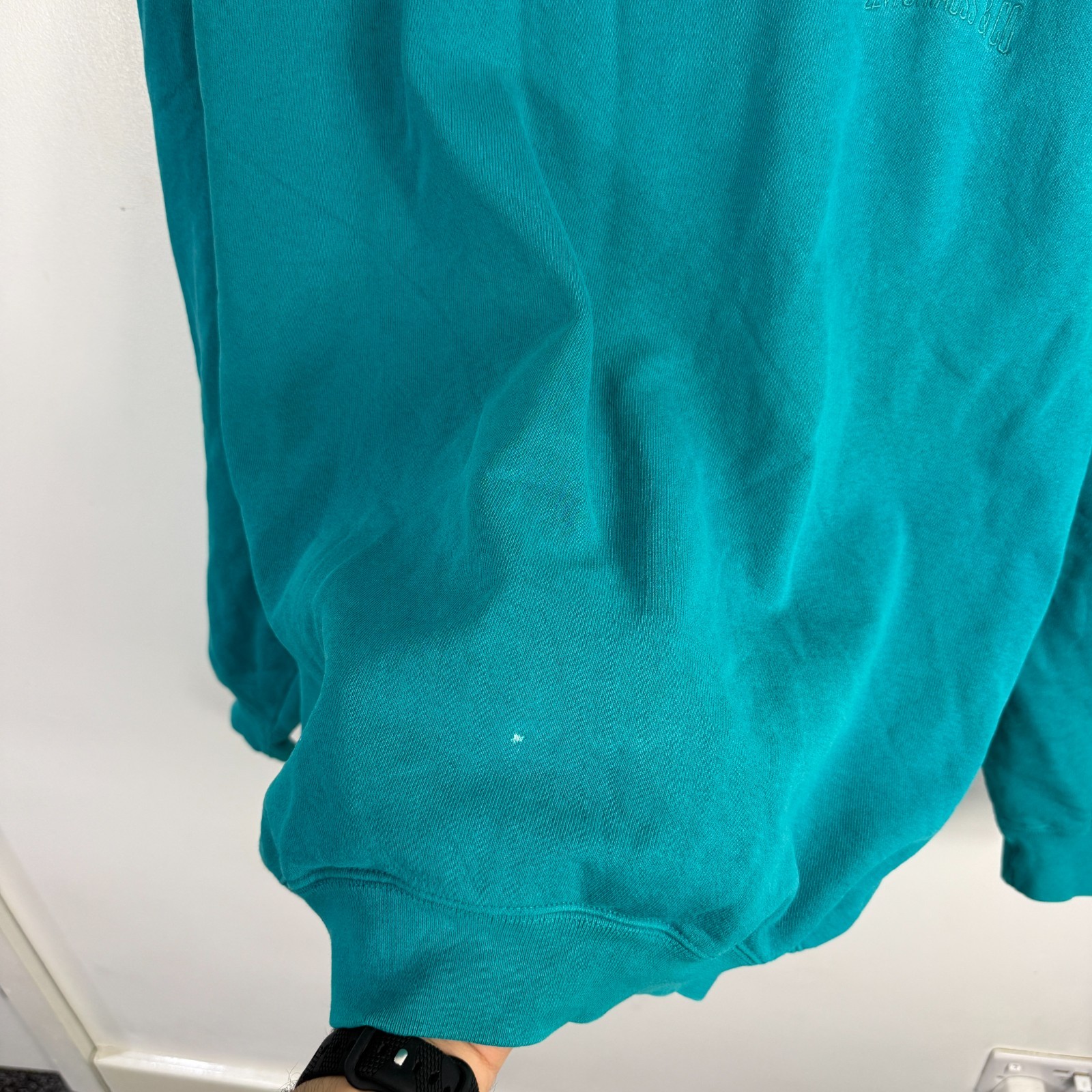 Vintage Levi's 90's Teal Blue Embroidered Logo Size Large Pullover Sweatshirt image 4