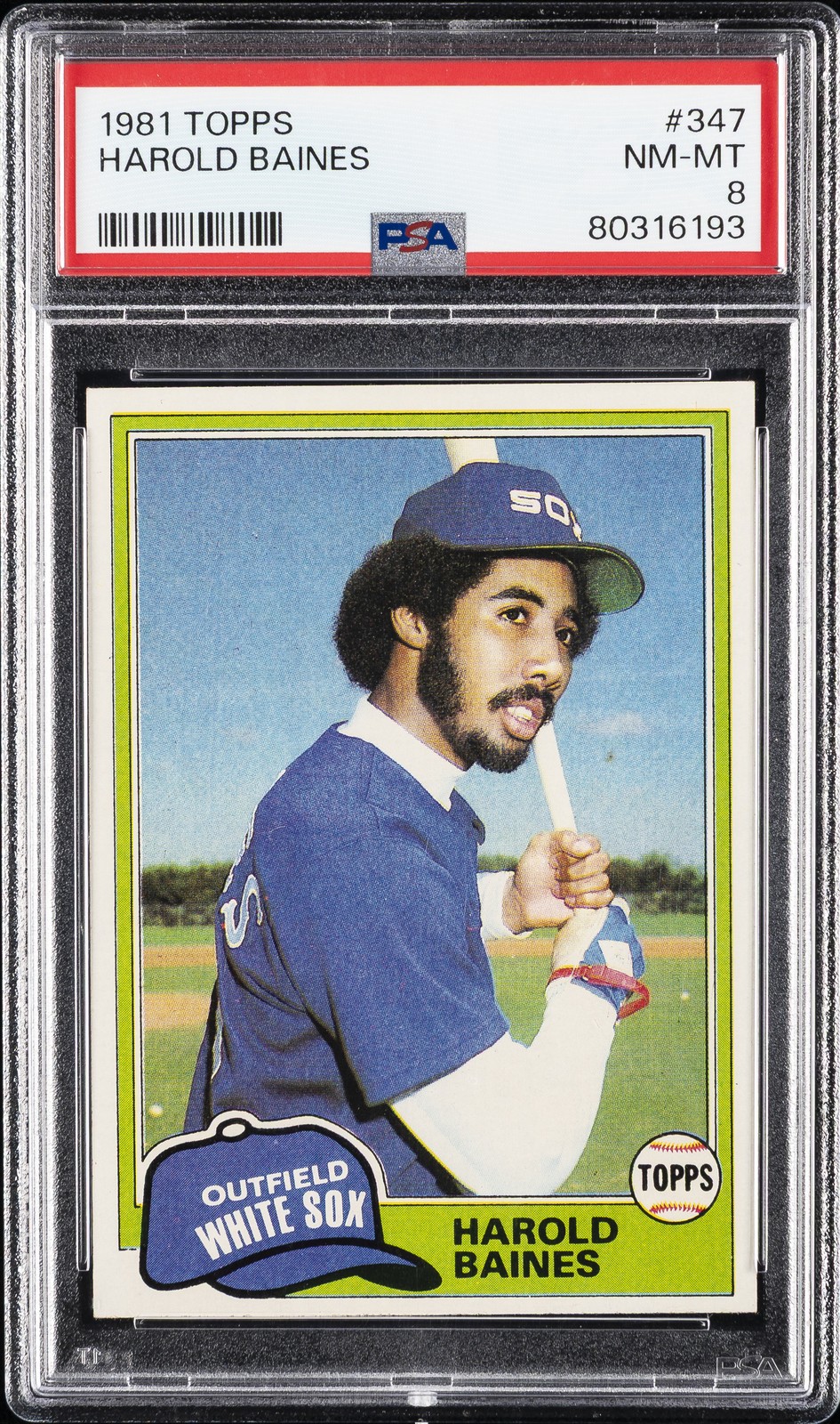1981 TOPPS #347 HAROLD BAINES ROOKIE RC PSA 8