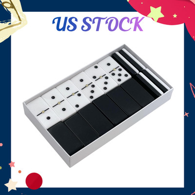 NEW Black White Double 6 Jumbo Domino Set with Spinner Tiles