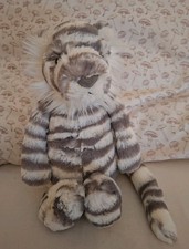 Jellycat Medium Bashful Sacha Snow Tiger Teddy Stuffed Animal Plush No Tags