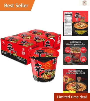 Shin Ramyun Spicy Cup Noodles, 2.64 oz x 6 - Quick, Flavorful Korean Snack