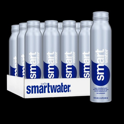 #ad Smartwater Glaceau Aluminum Water Bottle 18 Fl Oz 12 Bottles $52.00