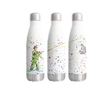 Pescatore Pesca Mosche Pesce Papà Nonni Acquerello Arcobaleno Arte Bottiglia 500ml