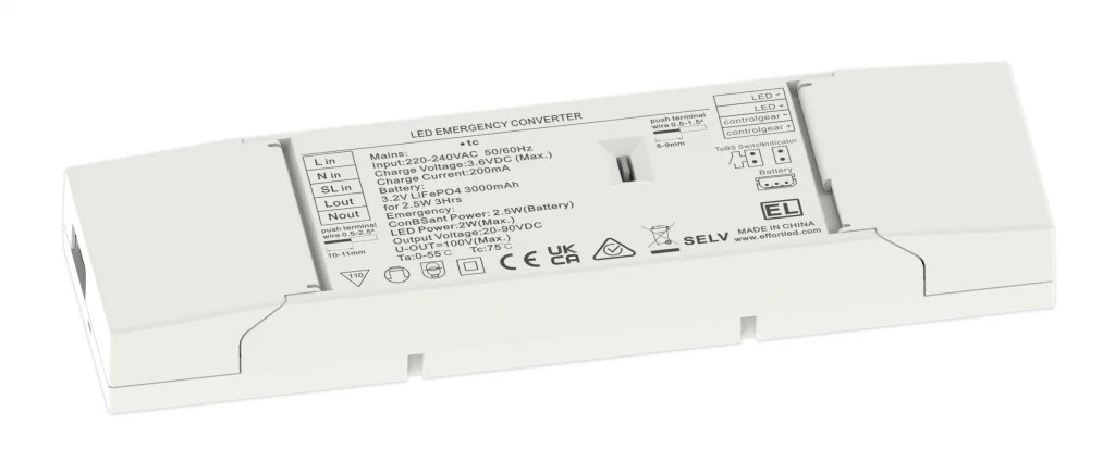White Emergency Conversion Kit For LED Panels And Downlights Manual Test Button