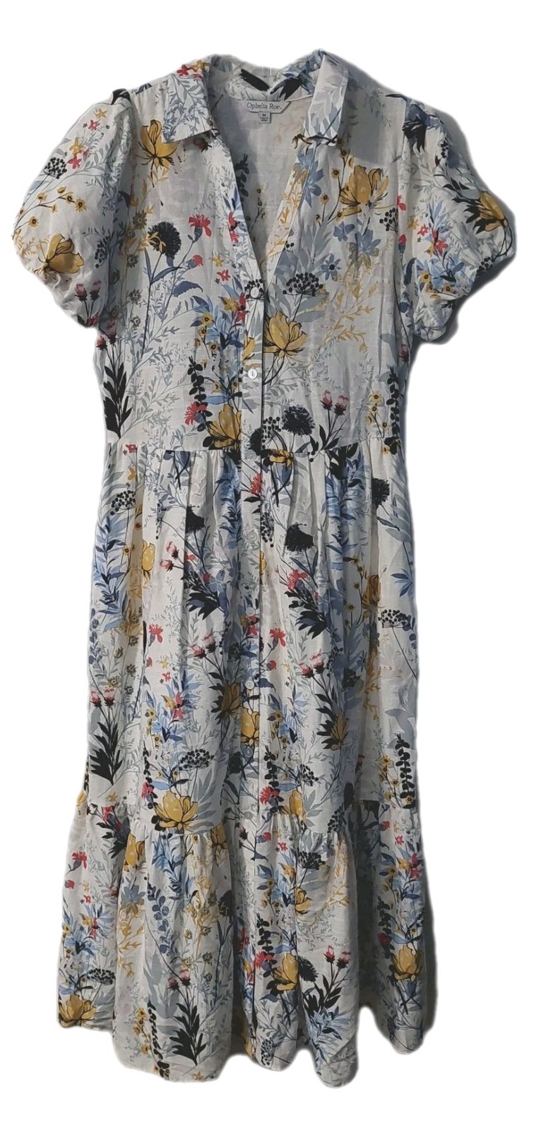Ophelia Roe Maxi Dress Size Medium Floral Tired Cottagecore Romantic Boho