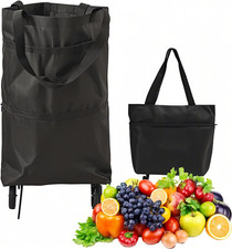 2 in 1 Foldable Shopping Cart with Wheels 25kg Collapsible Grocery Cart with Wat