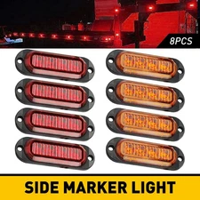 Amber Red 4LED Side Marker Lights RV Truck Trailer Clearance Light Waterproof US