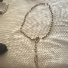 Plastic Christian Rosary Beads w/ Madonna  Child Centerpiece and Crucifix