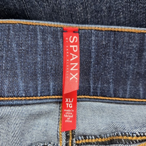 Spanx Distressed Ankle Jean Jeggings Blue Skinny Frayed Hem Size XL Curvy - Picture 3 of 6