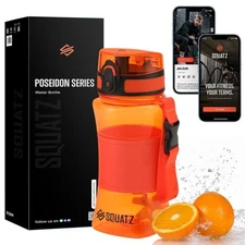SQUATZ 500 ml. Sport or Shake Water Bottle w/ Strainer - BPA Free (Orange)