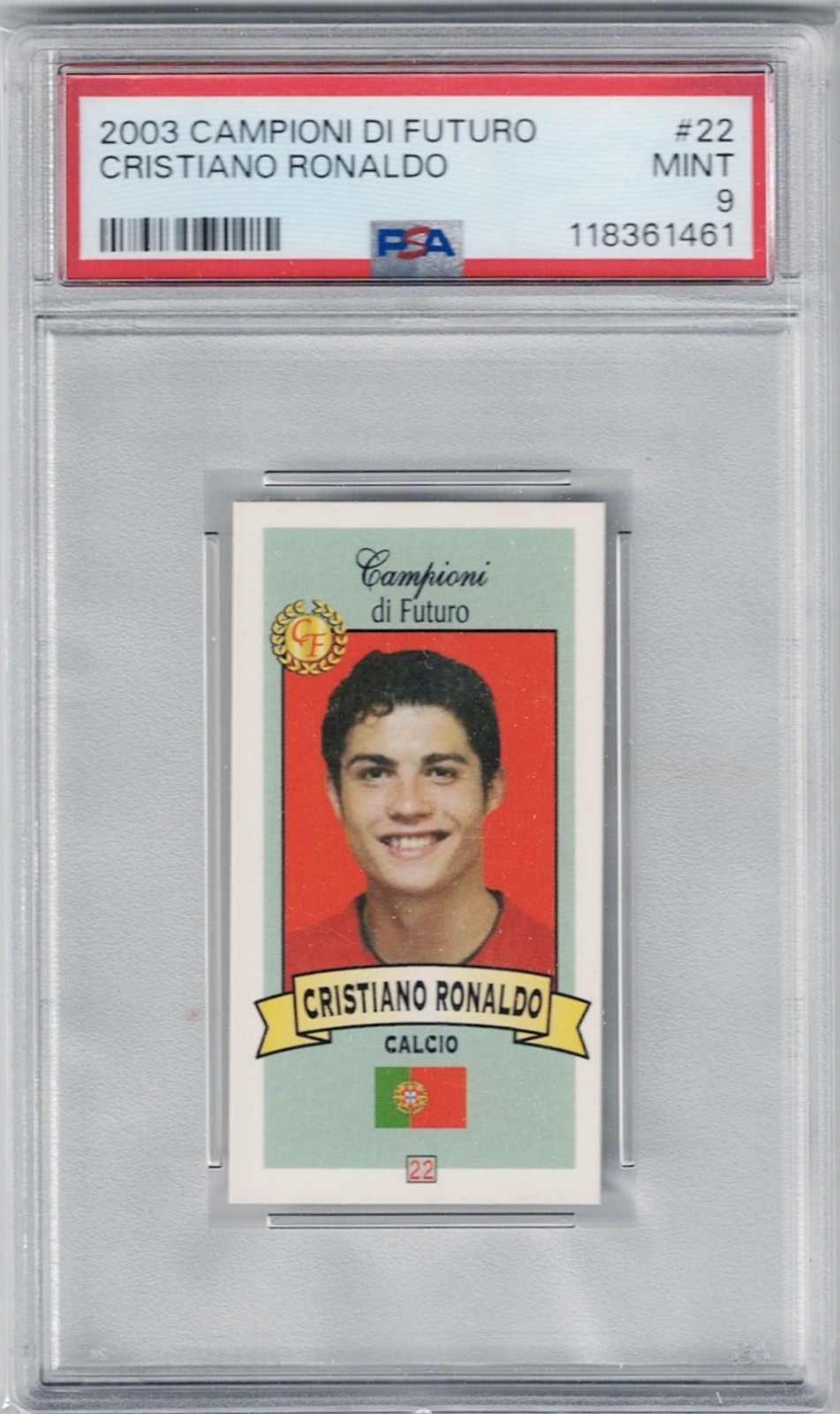 CRISTIANO RONALDO Man U 2003 Campioni di Futuro RARE Soccer ROOKIE Card PSA 9