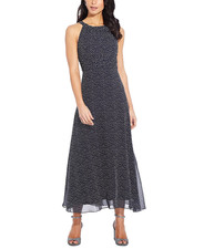 Adrianna Papell Petite Printed Chiffon Maxi Dr Navyivory 0P, 8P