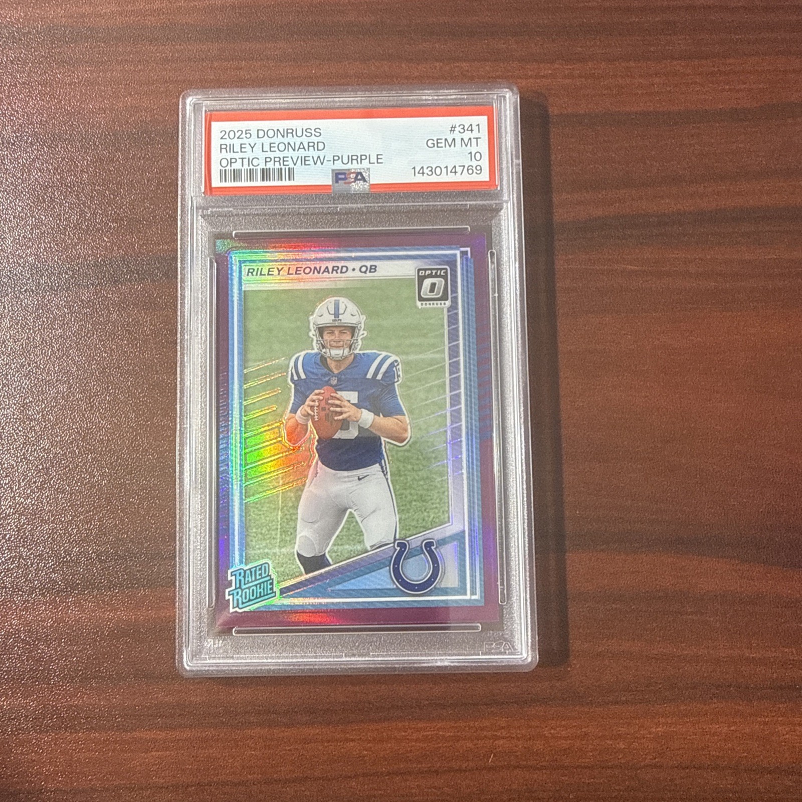 Riley Leonard Panini Donruss #341 Optic Preview-Purple