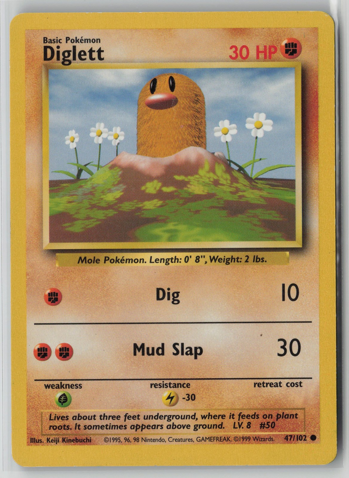 Diglett 47/102 Pokemon Base Set Common Moderately Played Card (MP)