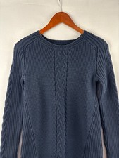 Nautica Womens Navy Blue Cable Knit Sweater Medium