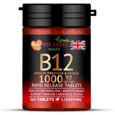 Vitamin B12 1000mcg 365 Tablet - Immune system tiredness & fatigue 1 year supply