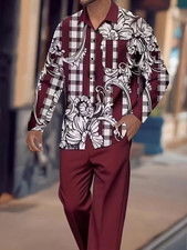 Men's Outfit 2 Piece Set Shirt  Pants Suit PLUS SIZE BIG 2XL