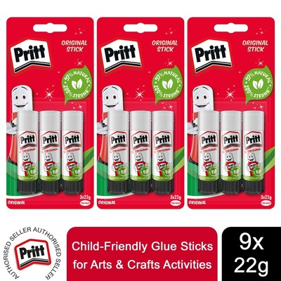 Pritt kinderfreundliche Klebesticks für Schul- & Bürobedarf 22 g, 9 Sticks