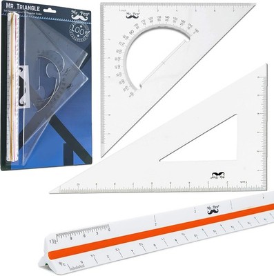 Mr. Pen Architectural Triangular Ruler Set   12'' Scale, 30/60 & 45/90 Triangles