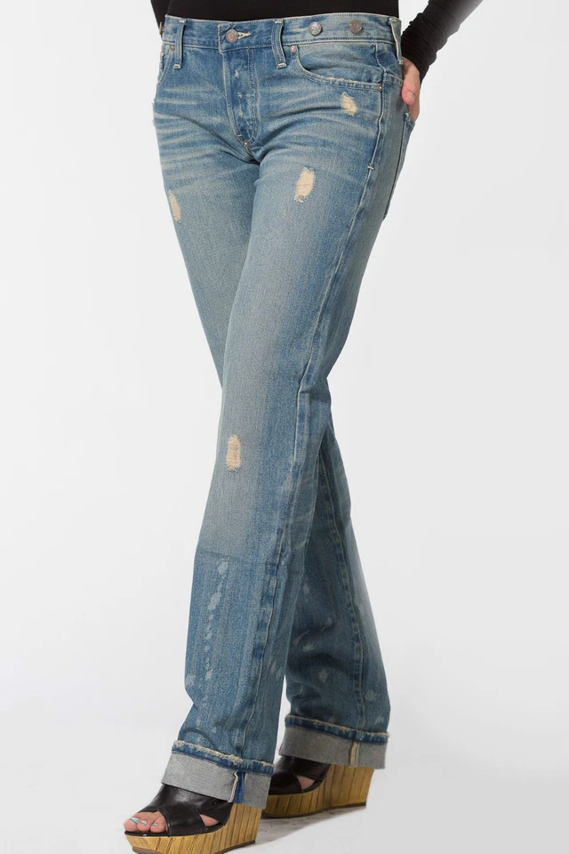 Women's Distressed Boyfriend Jeans NWT 25-27 By Antik Denim Designer - Image 3 of 4