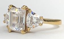 VTG Sterling 925 Gold Wash Vermeil Cubic Zirconia CZ Engagement Ring SZ 8 4G 9mm