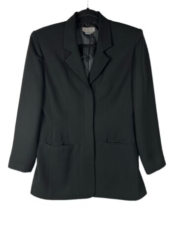 Talbots Black Business Suit Blazer Jacket Hidden Buttons Womens Size 8 - Picture 1 of 11