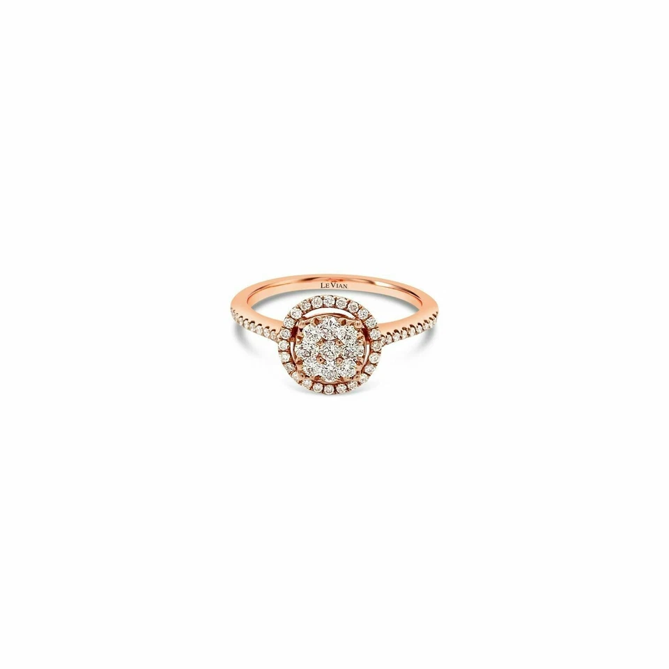 Anel aglomerado de coquetel LeVian ouro rosa 18K diamante G-H I1 0,48 cts tamanho 7 - Imagem 2 de 4
